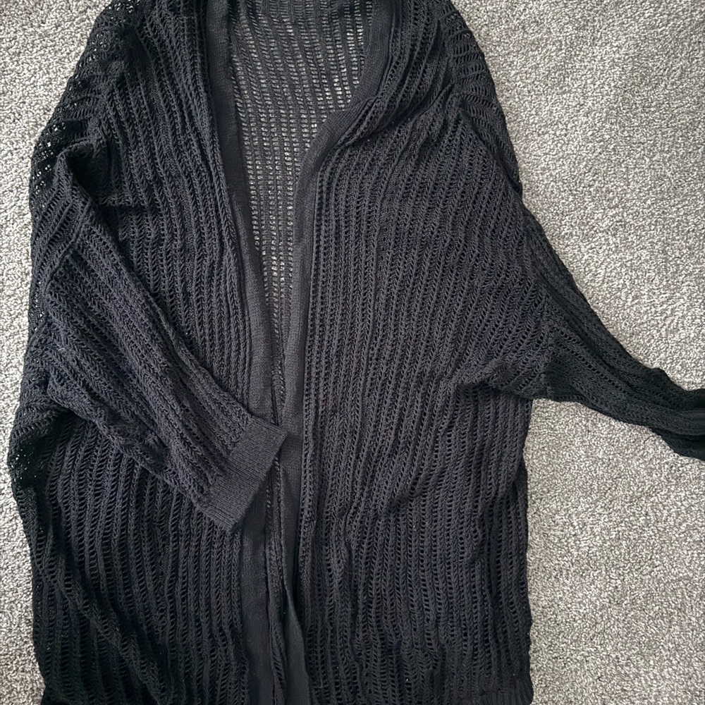Express Black Open-Knit Cardigan